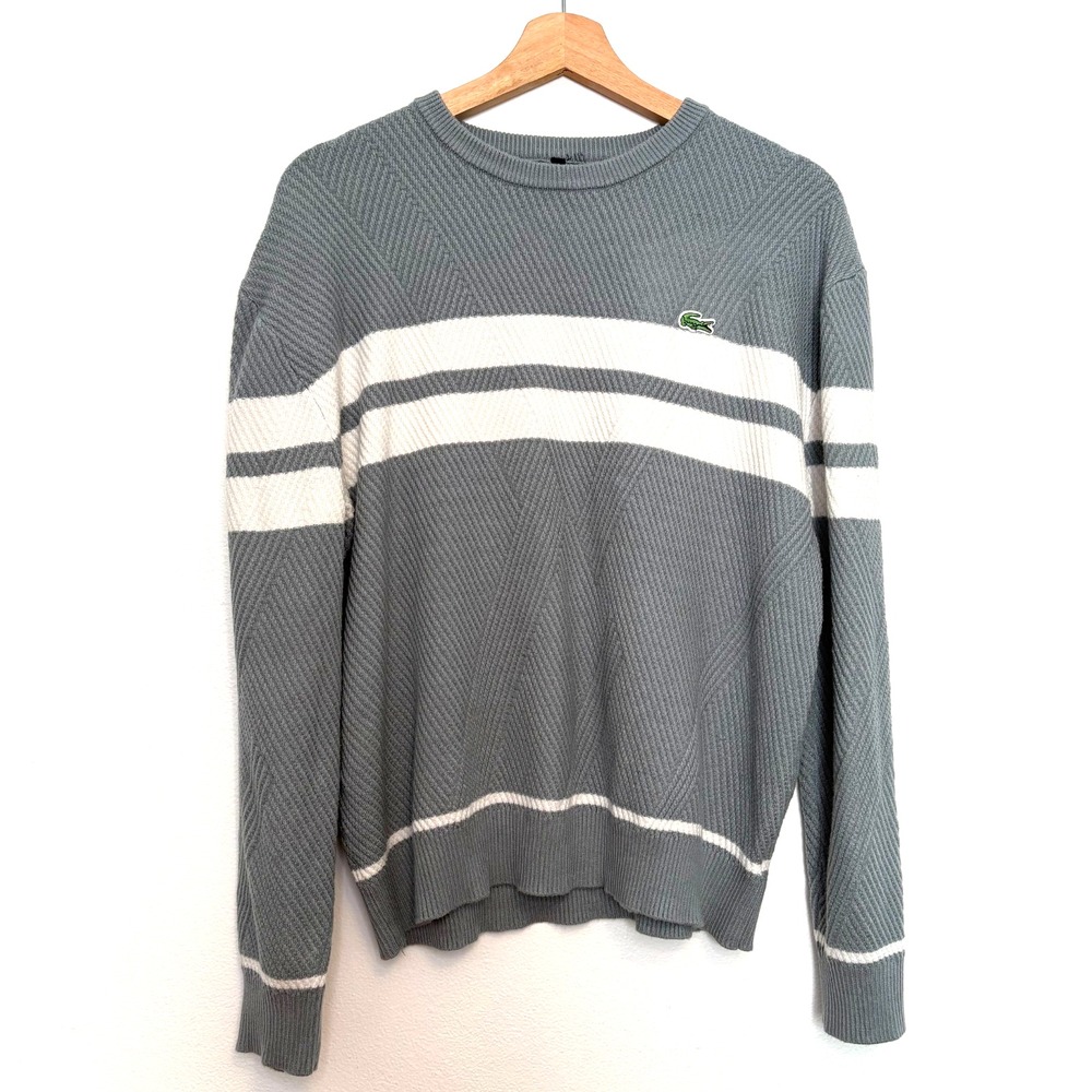 Lacoste Men's Sweater, Gray Green &‎ White, Size L